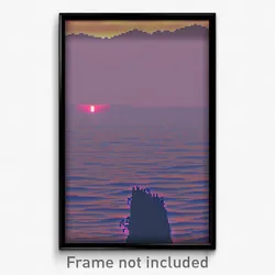 Pixel Art Poster - Meager Coast (8 Bit Psychedelic Trippy Video Game Print)
