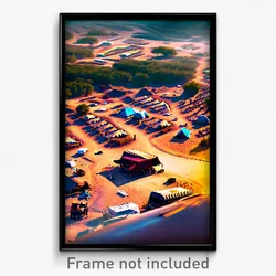 Pixel Art Poster - Warped Campsite (8 Bit Psychedelic Trippy Video Game Print)