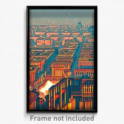 Pixel Art Poster - Grimy German City (8 Bit Psychedelic Trippy Video Game Print)