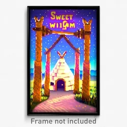 Pixel Art Poster - Sweet Wigwam (8 Bit Psychedelic Trippy Video Game Print)