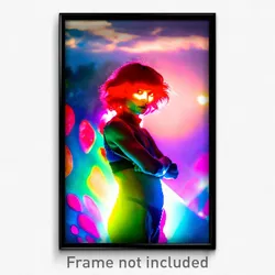 Pixel Art Poster - Vibrant Kame (8 Bit Psychedelic Trippy Video Game Print)