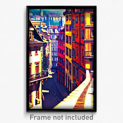 Pixel Art Poster - Fancy European City (8 Bit Psychedelic Video Game Print)