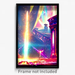 Pixel Art Poster - Sparkling Lair (8 Bit Psychedelic Trippy Video Game Print)