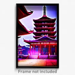 Pixel Art Poster - Cool Pagoda (8 Bit Psychedelic Trippy Weird Video Game Print)