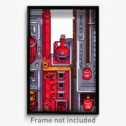 Pixel Art Poster - Red Brewery (8 Bit Psychedelic Trippy Weird Video Game Print)