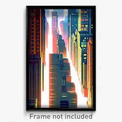 Pixel Art Poster - Slim City (8 Bit Psychedelic Trippy Weird Video Game Print)