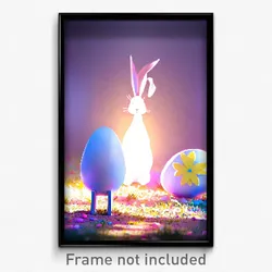 Pixel Art Poster - White Easter (8 Bit Psychedelic Trippy Video Game Print)