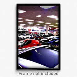 Pixel Art Poster - Extra Large Car Dealership (8 Bit Video Game Print)