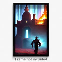 Pixel Art Poster - Villainous Furnace (8 Bit Psychedelic Video Game Print)