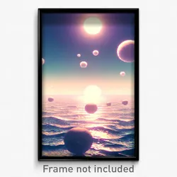 Pixel Art Poster - Spherical Ocean (8 Bit Psychedelic Trippy Video Game Print)