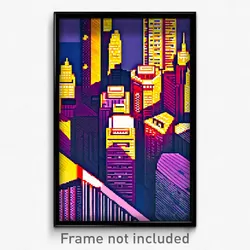 Pixel Art Poster - Rubbery Canadian City (8 Bit Psychedelic Video Game Print)