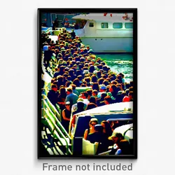 Pixel Art Poster - Crowded Ferry (8 Bit Psychedelic Trippy Video Game Print)