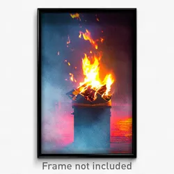 Pixel Art Poster - Electric Fire (8 Bit Psychedelic Trippy Video Game Print)