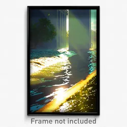 Pixel Art Poster - Sunny Flood (8 Bit Psychedelic Trippy Weird Video Game Print)