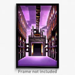 Pixel Art Poster - Puzzling Cellar (8 Bit Psychedelic Trippy Video Game Print)