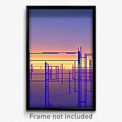 Pixel Art Poster - Digital Wire Frame Flood Plain (8 Bit Video Game Print)