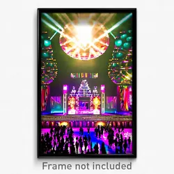 Pixel Art Poster - Fancy Discotheque (8 Bit Psychedelic Trippy Video Game Print)