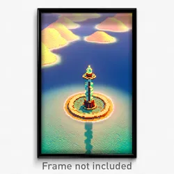 Pixel Art Poster - Peaceful Atoll (8 Bit Psychedelic Trippy Video Game Print)