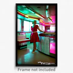 Pixel Art Poster - Pretty 50'S Diner (8 Bit Psychedelic Trippy Video Game Print)