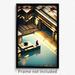 Pixel Art Poster - Treasured Square (8 Bit Psychedelic Trippy Video Game Print)