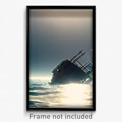 Pixel Art Poster - Wide Sea Wreck (8 Bit Psychedelic Trippy Video Game Print)