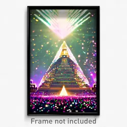 Pixel Art Poster - Sparkling Pyramid (8 Bit Psychedelic Trippy Video Game Print)