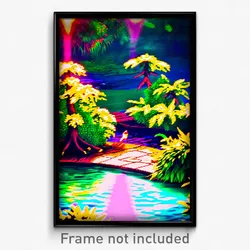 Pixel Art Poster - Vibrant Pond (8 Bit Psychedelic Trippy Video Game Print)