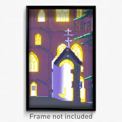Pixel Art Poster - Squiggly Monastery (8 Bit Psychedelic Video Game Print)