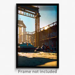 Pixel Art Poster - Bronze Shipyard (8 Bit Psychedelic Trippy Video Game Print)