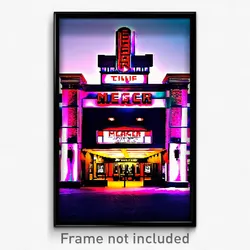Pixel Art Poster - Meager Movie Theatre (8 Bit Psychedelic Video Game Print)