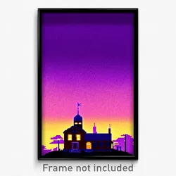 Pixel Art Poster - Purple County (8 Bit Psychedelic Trippy Video Game Print)
