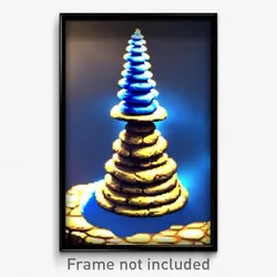 Pixel Art Poster - Blue Cairn (8 Bit Psychedelic Trippy Weird Video Game Print)