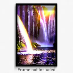 Pixel Art Poster - Dazzling Falls (8 Bit Psychedelic Trippy Video Game Print)