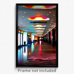 Pixel Art Poster - Long Hotel Lobby (8 Bit Psychedelic Trippy Video Game Print)
