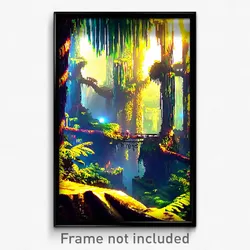 Pixel Art Poster - Wiry Rainforest (8 Bit Psychedelic Trippy Video Game Print)