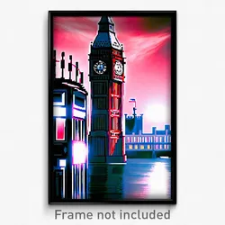 Pixel Art Poster - Shiny London (8 Bit Psychedelic Trippy Video Game Print)