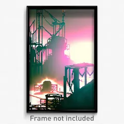 Pixel Art Poster - Wiry Mine (8 Bit Psychedelic Trippy Weird Video Game Print)