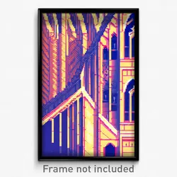 Pixel Art Poster - Zigzag Cathedral (8 Bit Psychedelic Trippy Video Game Print)