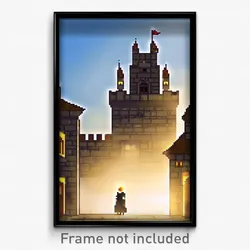 Pixel Art Poster - Square Castle (8 Bit Psychedelic Trippy Video Game Print)