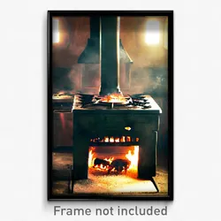 Pixel Art Poster - Monstrous Stove (8 Bit Psychedelic Trippy Video Game Print)