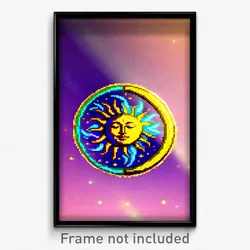 Pixel Art Poster - Valuable Sun And Moon (8 Bit Psychedelic Video Game Print)
