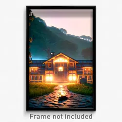 Pixel Art Poster - Nocturnal Homestead (8 Bit Psychedelic Video Game Print)