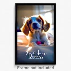 Pixel Art Poster - Angelic Puppy (8 Bit Psychedelic Trippy Video Game Print)