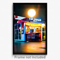 Pixel Art Poster - Far Burger Stand (8 Bit Psychedelic Trippy Video Game Print)