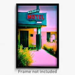 Pixel Art Poster - Natural Motel (8 Bit Psychedelic Trippy Video Game Print)