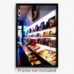Pixel Art Poster - Small Comic Book Store (8 Bit Psychedelic Video Game Print)