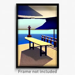 Pixel Art Poster - Nautical Sandbar (8 Bit Psychedelic Trippy Video Game Print)