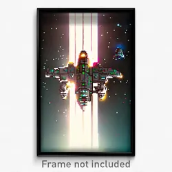 Pixel Art Poster - Bountiful Spaceship (8 Bit Psychedelic Video Game Print)