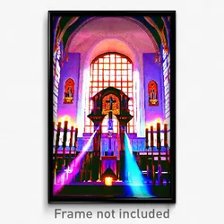 Pixel Art Poster - Striking Synagogue (8 Bit Psychedelic Video Game Print)