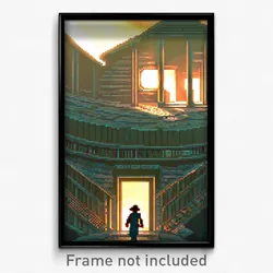 Pixel Art Poster - Big Hideout (8 Bit Psychedelic Trippy Weird Video Game Print)